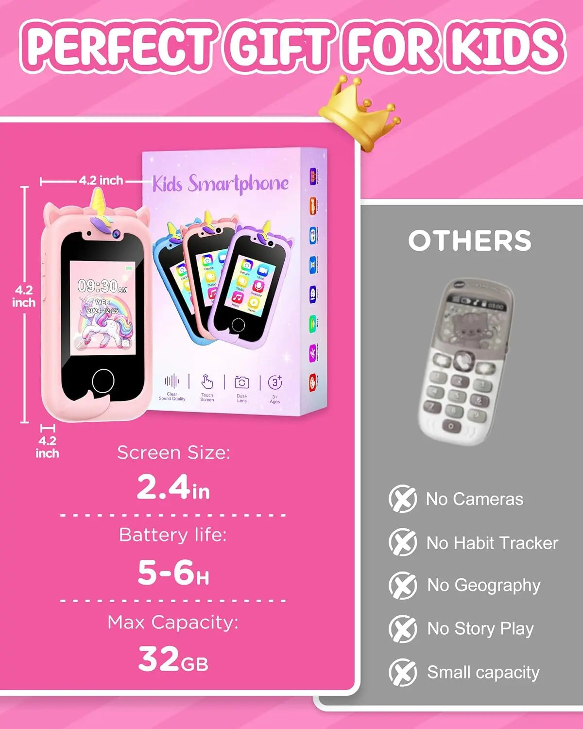 Kids Smart Phone Toy for Girls Real Play Cell Phone
