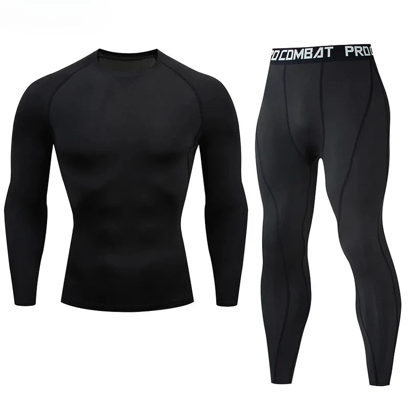 NONECN 2pc Men Compression Sportswear Set Elastic Training Yoga Tracksuit