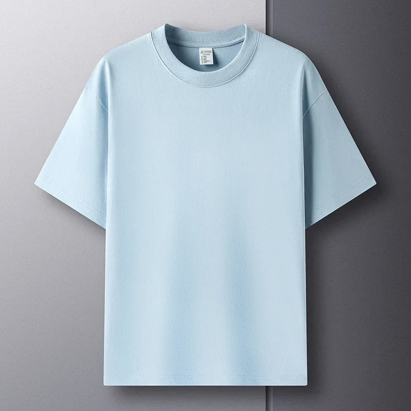 100% Pure Cotton Men's Short Sleeve Round Neck T Shirt Breathable