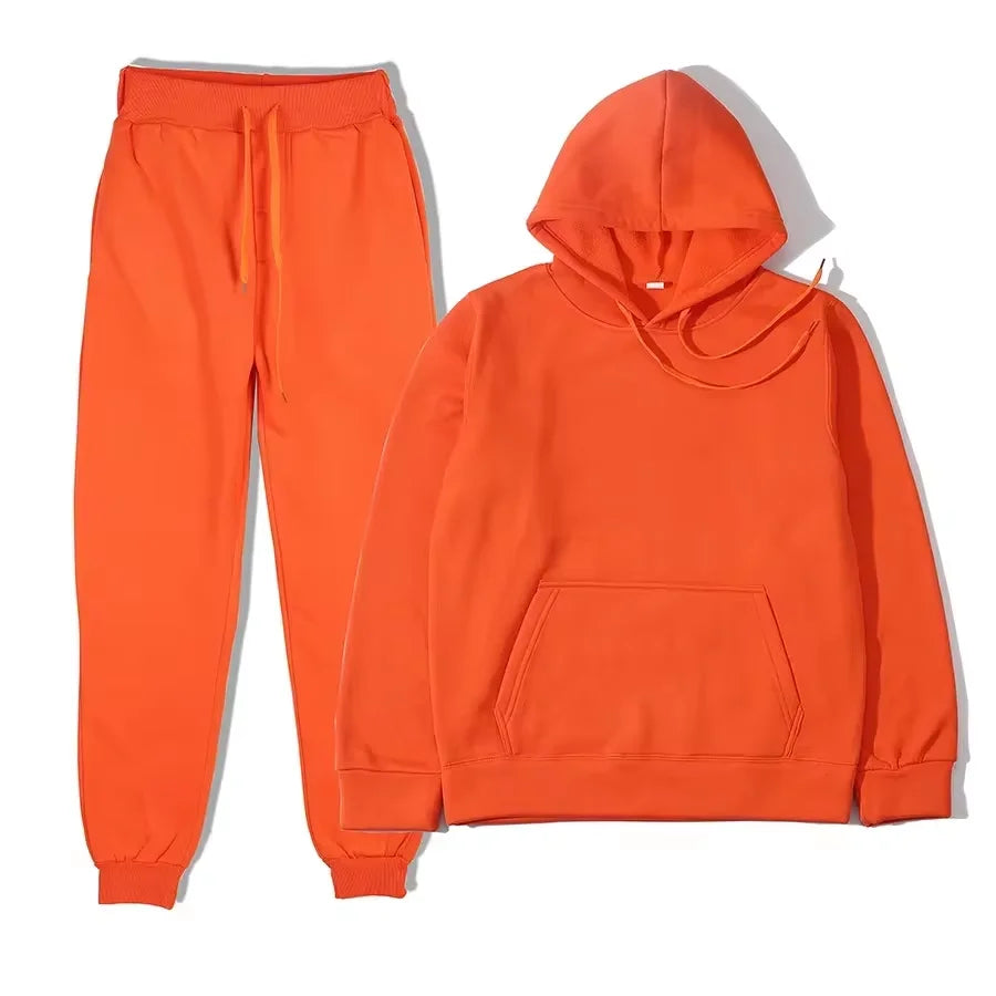 NONECN Winter Tracksuit Women Two Piece Set Hooded Sweatpants