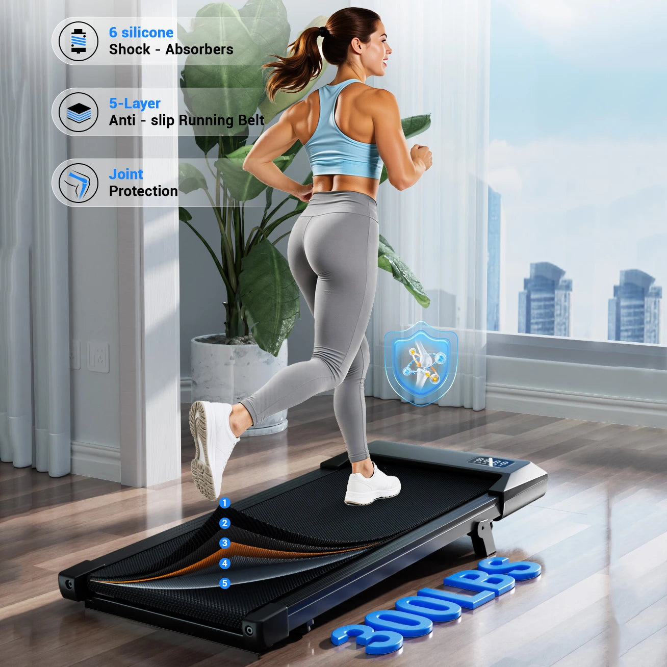 Superun Under Desk Treadmill 2.5 HP Quiet Walking Pad Display