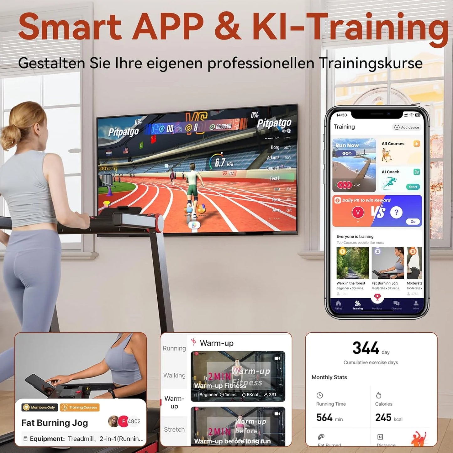 Folding Treadmill 3.5HP With 350 lb Capacity And 6 Percent Incline Bluetooth App