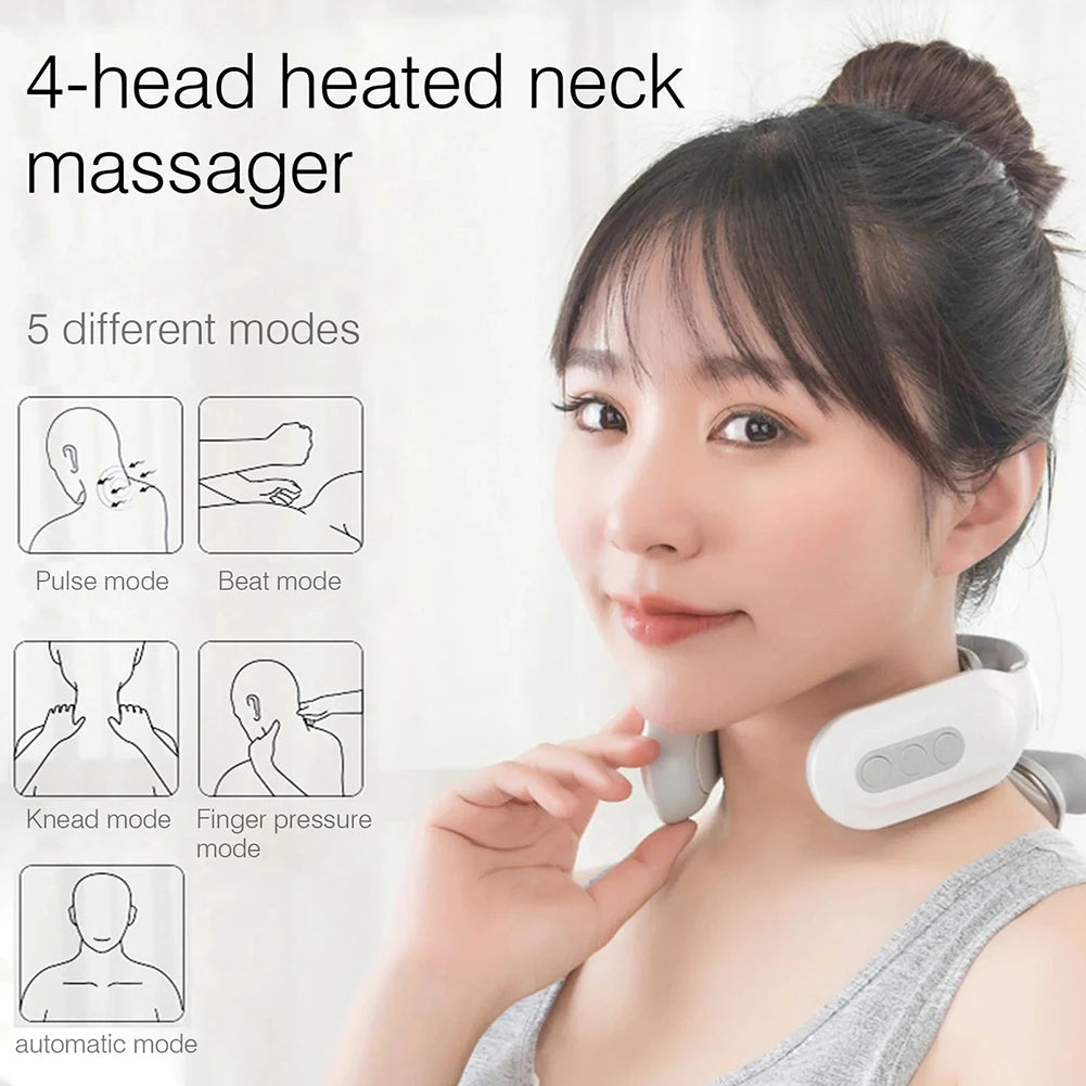 4 Head Neck Massage Machine USB Rechargeable Home Office Massager