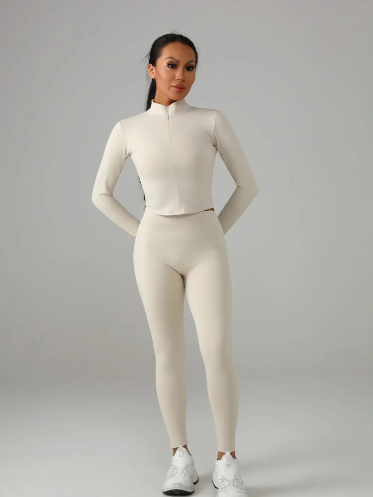 Womens Yoga Set Polyester Knit For Everyday Fitness