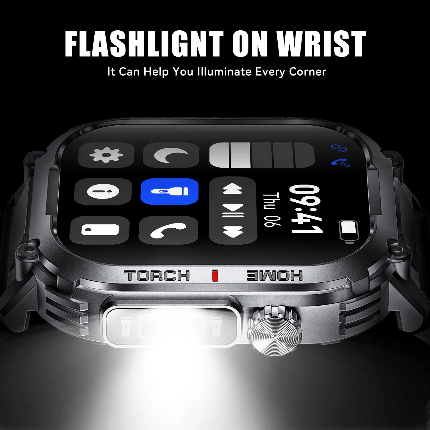 EIGIIS Men Smartwatch 3ATM Waterproof Heart Rate Fitness Tracker