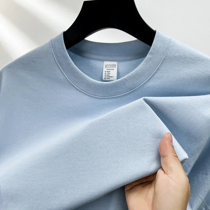 100% Pure Cotton Men's Short Sleeve Round Neck T Shirt Breathable