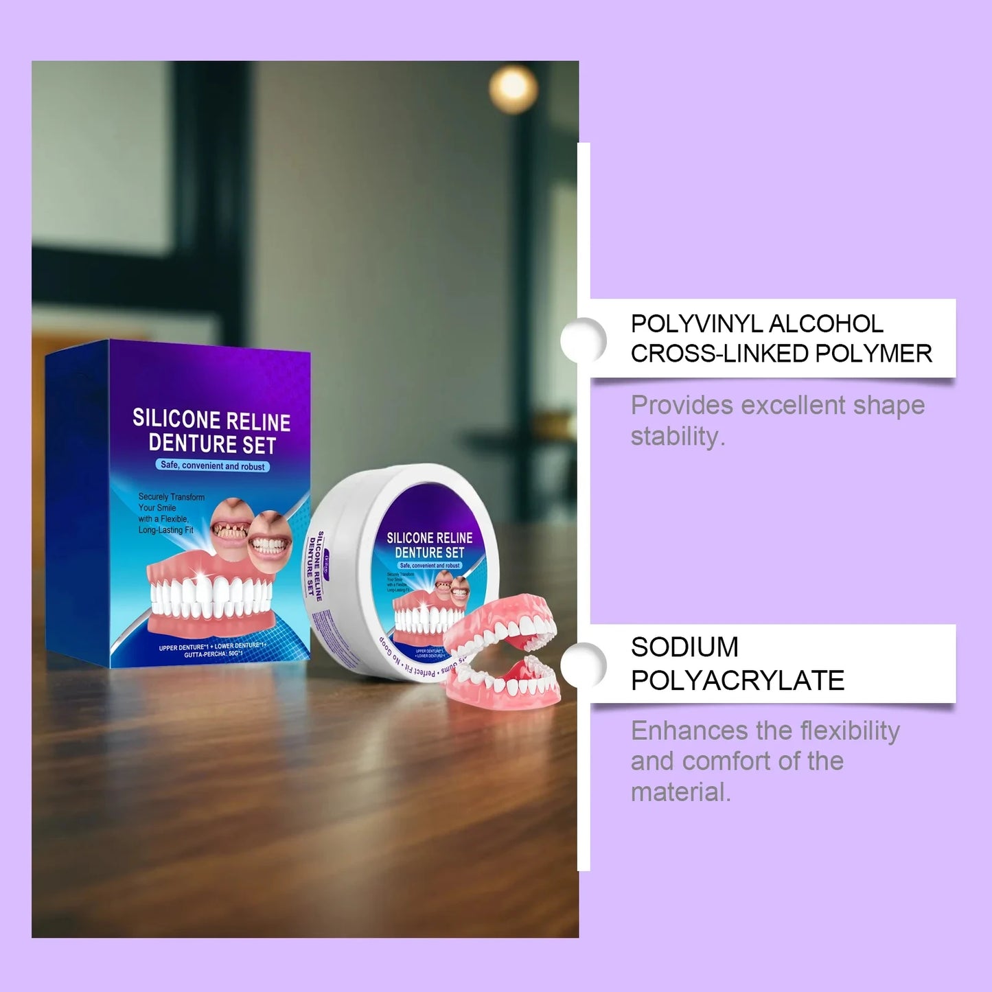Silicone Reline Denture Set Temporary Upper and Lower Veneers