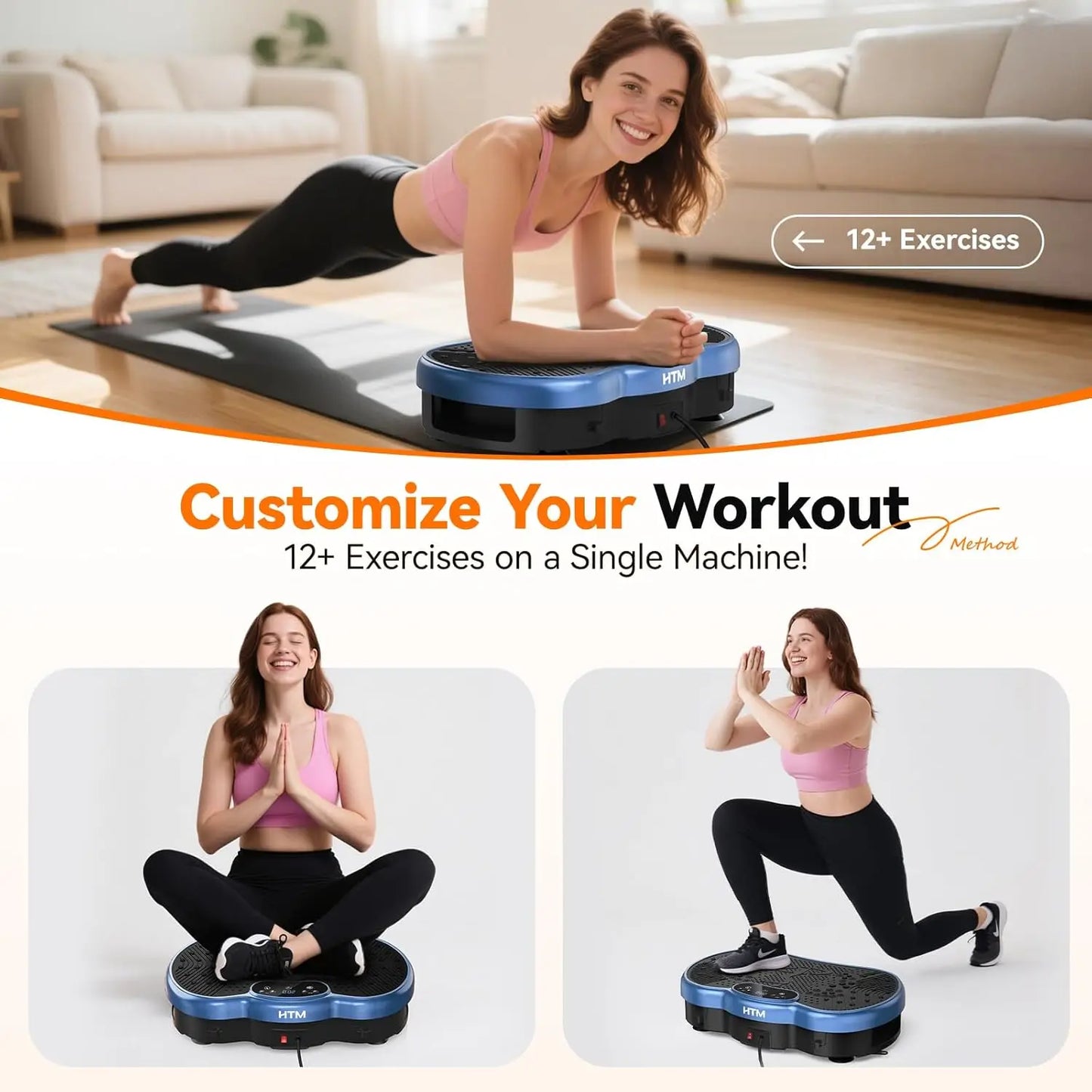 HTMM Fitness Vibration Plate Whole Body Calorie Tracking Exercise Machine