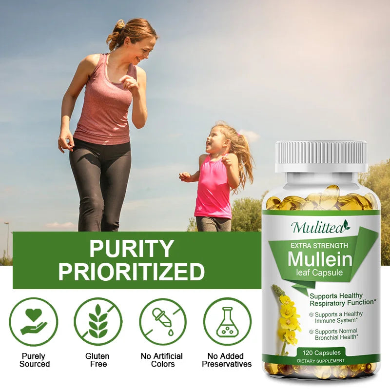 Mulittea Mullein Leaf Capsules for Respiratory Health Support