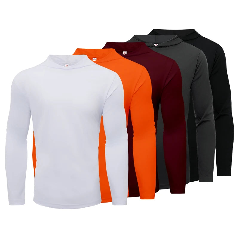 Men's Hooded Long Sleeve Sports T Shirt Breathable Running