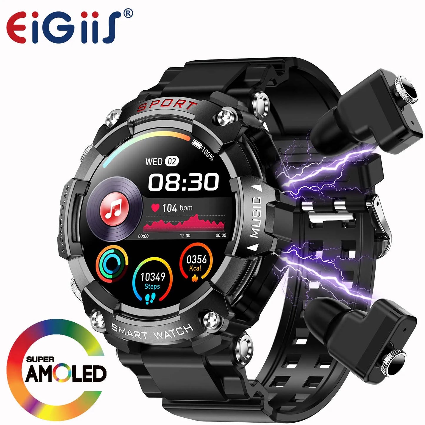 LaNikar Smart Watch With AMOLED Display And Bluetooth Headset