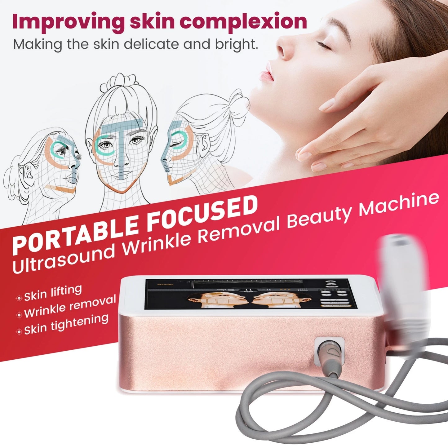 7D Ultrasound Skin Tightening Machine For Face And Body