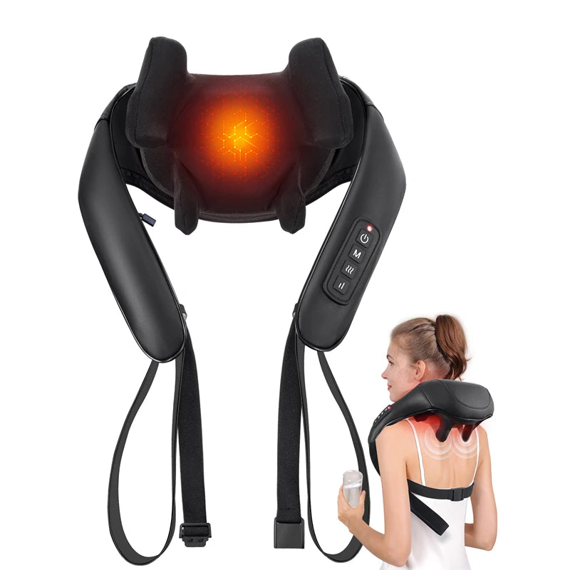 MASGREE Shiatsu Back Neck Massager Cordless Heat 3D Kneading