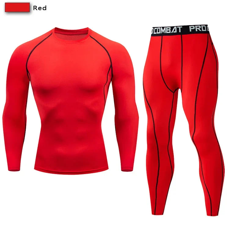 NONECN 2pc Men Compression Sportswear Set Elastic Training Yoga Tracksuit