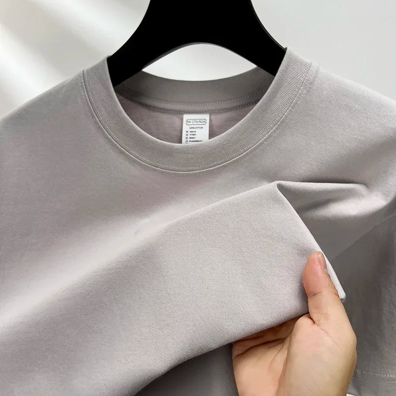 100% Pure Cotton Men's Short Sleeve Round Neck T Shirt Breathable