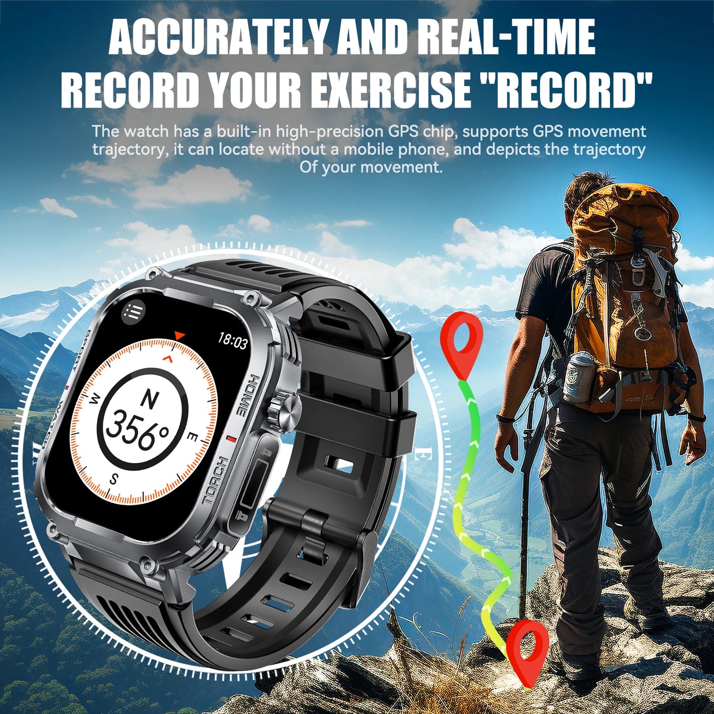 EIGIIS Men Smartwatch 3ATM Waterproof Heart Rate Fitness Tracker