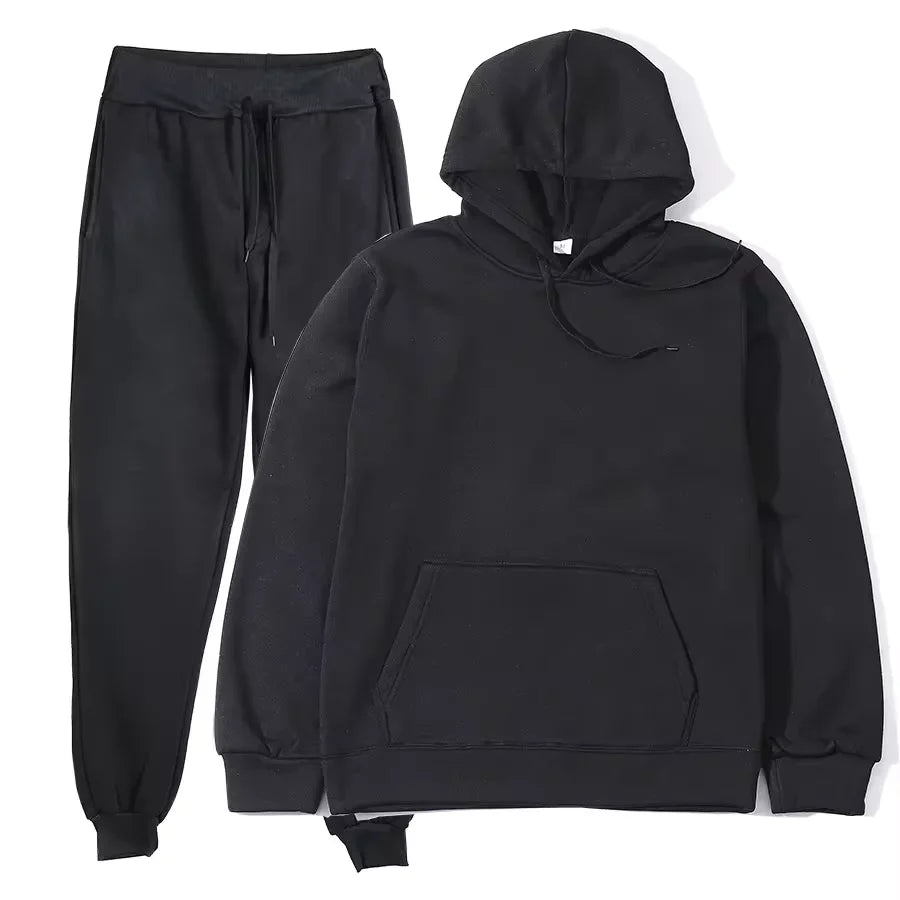 NONECN Winter Tracksuit Women Two Piece Set Hooded Sweatpants