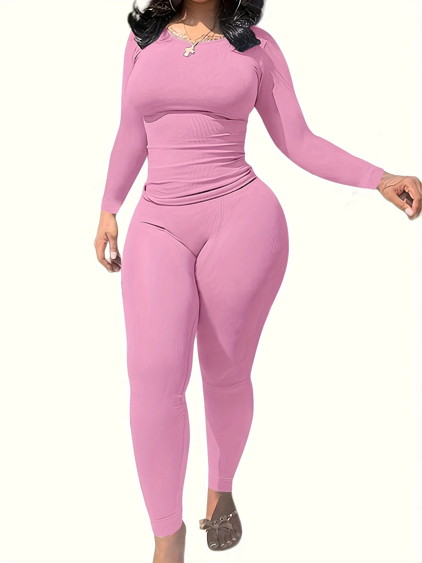 Women Two Piece Long Sleeve Leggings Set Exercise Wear