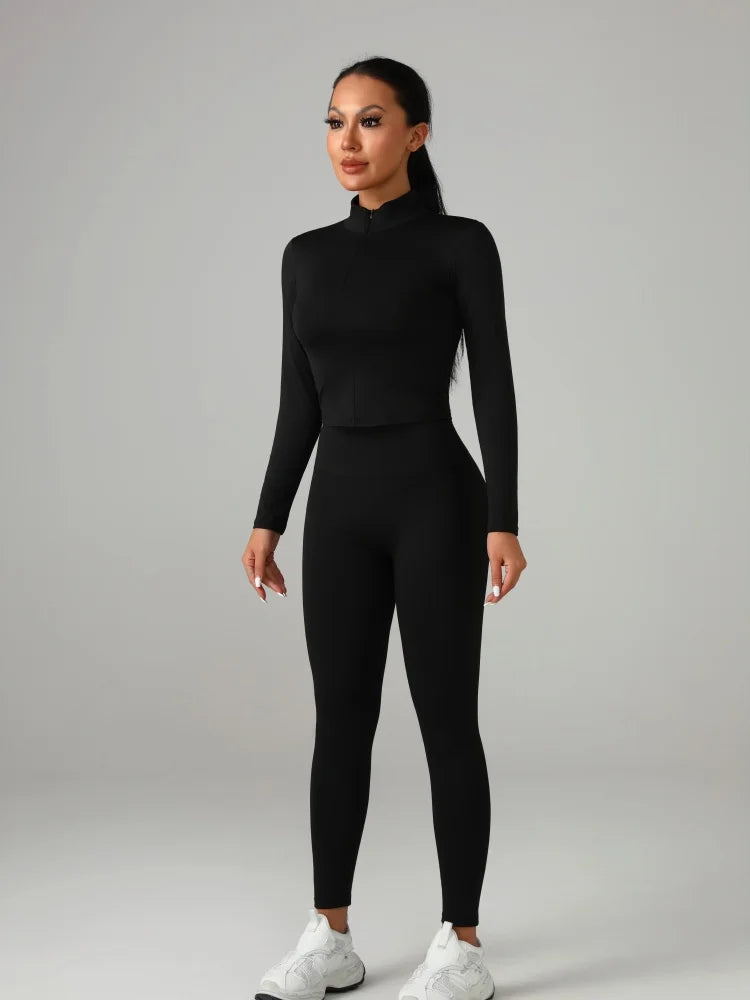 Womens Yoga Set Polyester Knit For Everyday Fitness