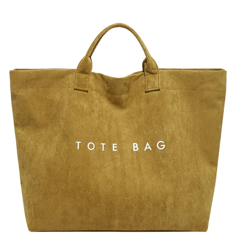NONECN Faux Suede Tote Bag Large Capacity Top Handle