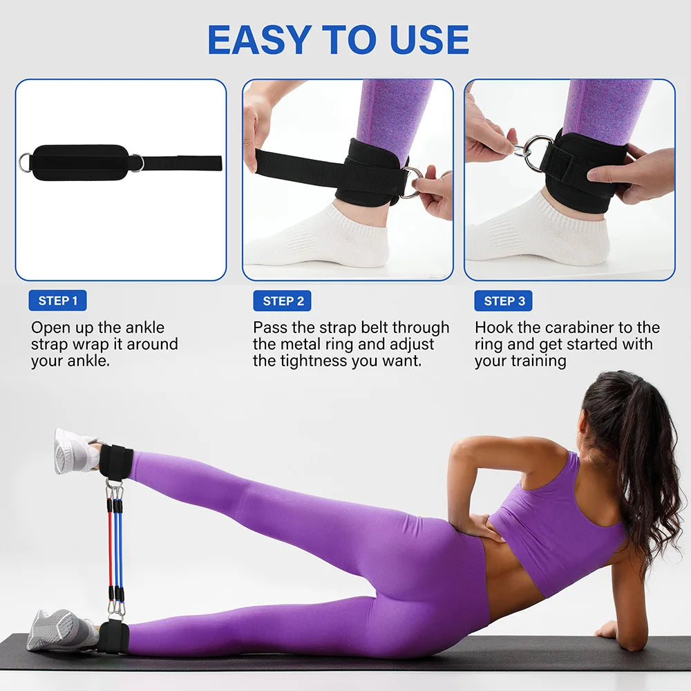 Resistance Bands Ankle Straps D Ring Set For Leg Strength
